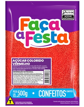 Açúcar Colorido Vermelho 500g