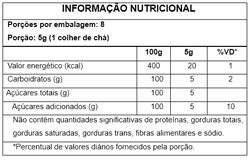 Tabela Nutricional Açúcar Colorido Verde 40g