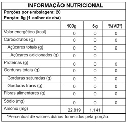 Tabela Nutricional Açúcar de Baunilha 100g 