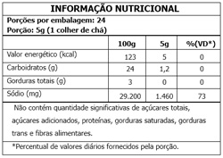 Tabela Nutricional Tempero para Carnes Vermelhas 120g