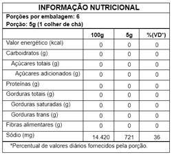 Tabela Nutricional Tempero Misto 30g