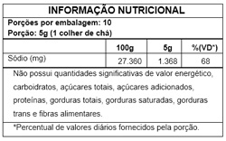 Tabela Nutricional Bicarbonato de Sódio 50g