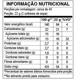 Tabela Nutricional Pudim Sabor Morango 1kg