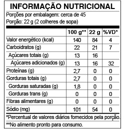 Tabela Nutricional Pudim Sabor Coco 1kg