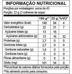 Tabela Nutricional Pudim Sabor Baunilha 1kg