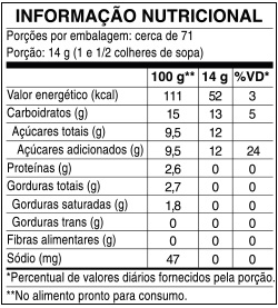 Tabela Nutricional Flan Sabor Coco 1kg