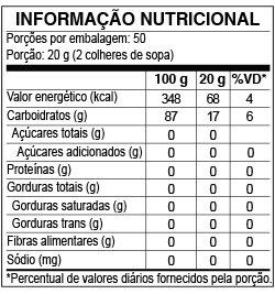 Tabela Nutricional Amido de Milho 1kg