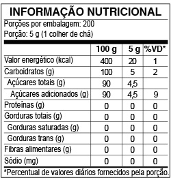 Tabela Nutricional Açúcar Confeiteiro 1kg