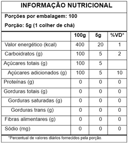 Tabela Nutricional Açúcar Colorido Vermelho 500g
