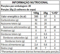 Tabela Nutricional Granulado Escuro 500g