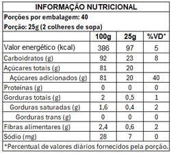 Tabela Nutricional Granulado Escuro 1kg
