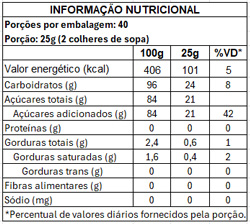 Tabela Nutricional Granulado Branco 1kg