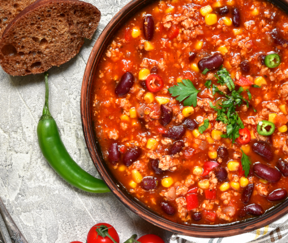 Chili Mexicano com Vinagrete de Coentro