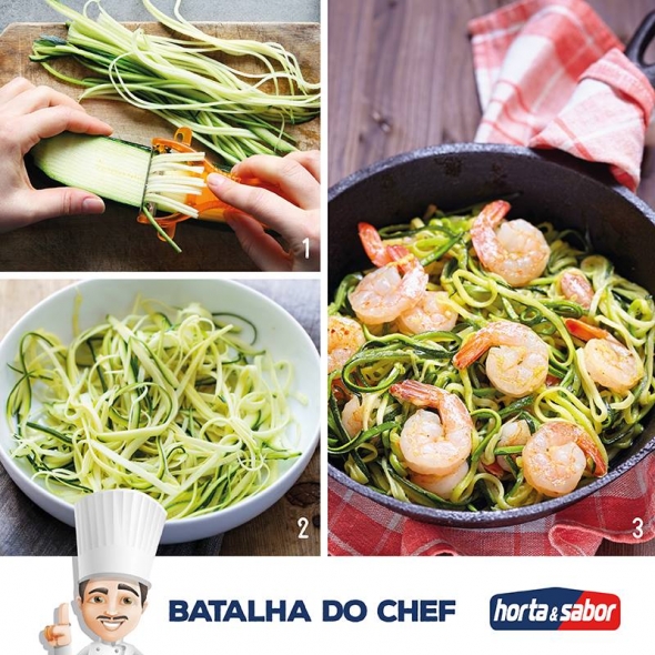 Spaghetti de Abobrinha com Camarão