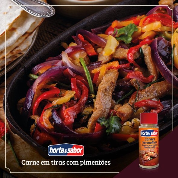 Carne em Tiras com Pimentões