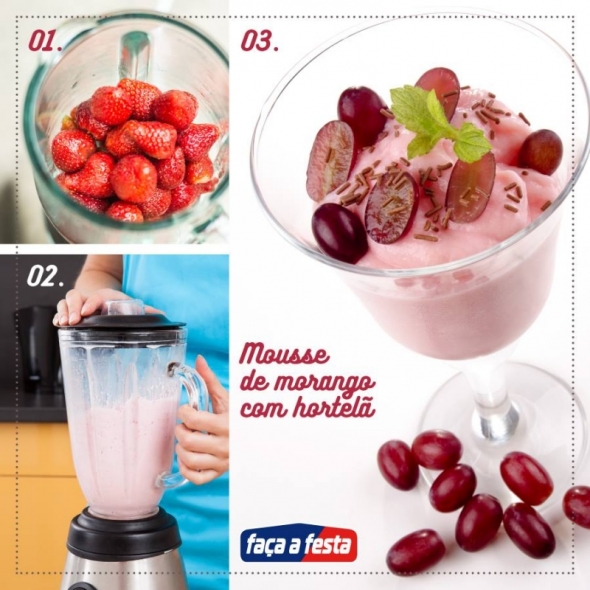 Mousse de Morango com Hortelã