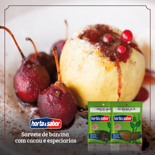 SORVETE DE BANANA COM CACAU E ESPECIARIAS