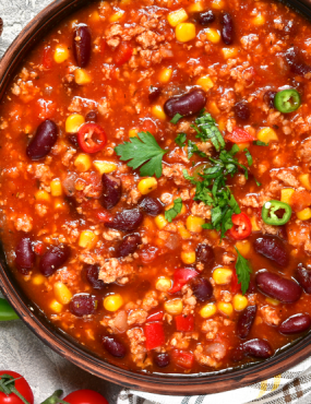 Chili Mexicano com Vinagrete de Coentro